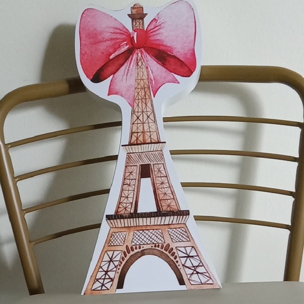 Eiffel Tower Decor with Red Bow